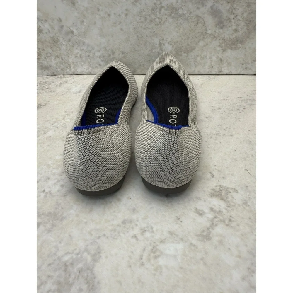Rothy's The Point Flats Women's Size 7 Knit Cloud Gray V Shaped Slip-on Shoes